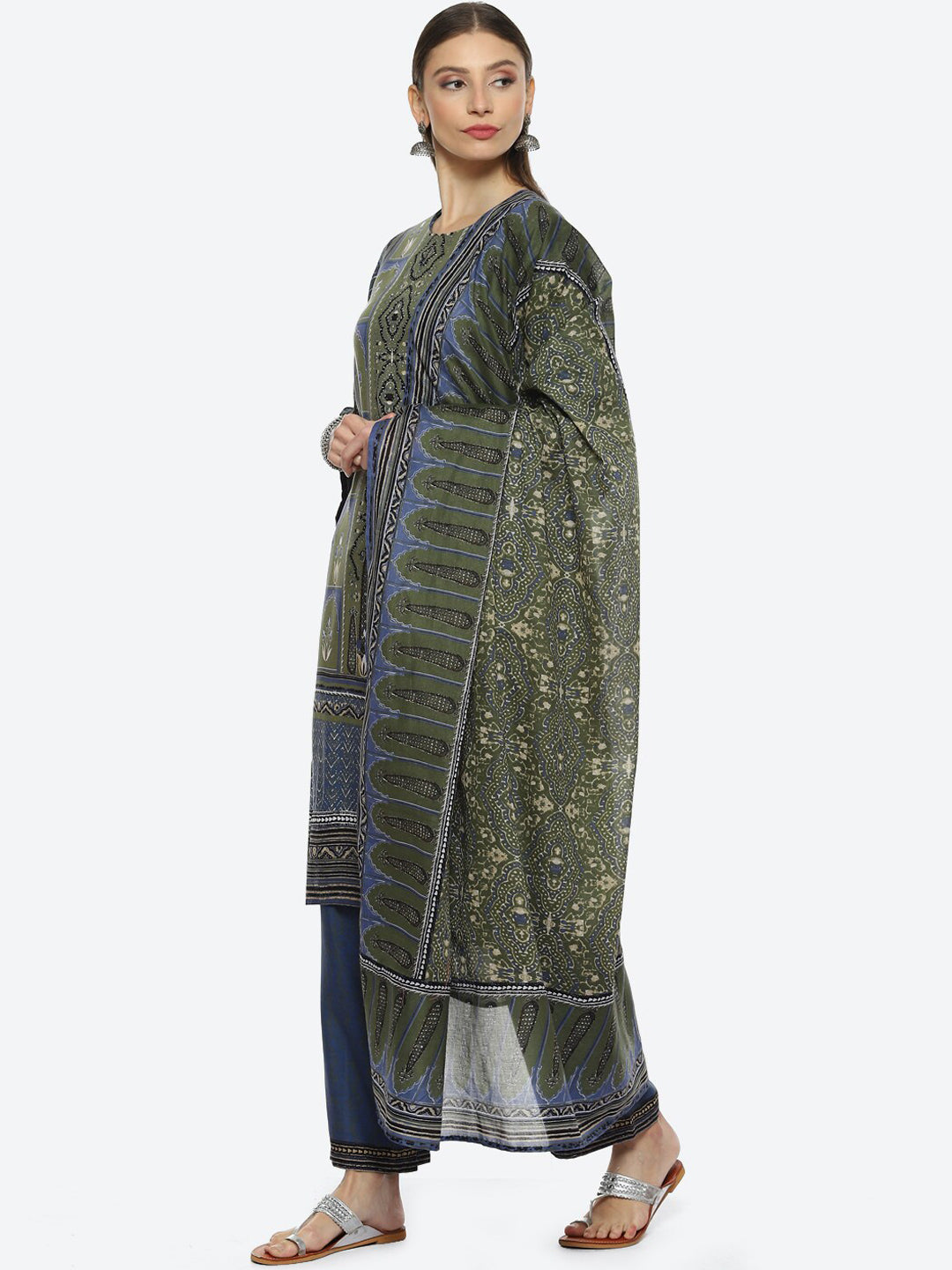 Biba Women Floral Printed Kurta with Palazzos & With Dupatta - Distacart