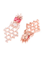 Thumbnail for Saraf RS Jewellery Rose Gold-Plated & Red AD & CZ-Studded Contemporary Jewellery Set - Distacart