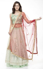 Thumbnail for A R Silk Women's Net Net Chandna Handwork With Moti Laish Mehroon Fancy Dupatta