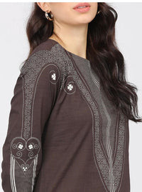 Thumbnail for Maai Rayon Hand Printed Kurta Brown - Distacart