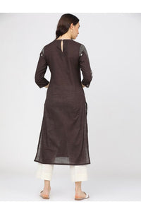 Thumbnail for Maai Rayon Hand Printed Kurta Brown - Distacart