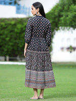 Thumbnail for Juniper Women's Black Cambric Printed Tiered Dress - Distacart
