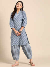 Thumbnail for Sangria Floral Printed Regular Pure Cotton Kurta with Salwar - Distacart