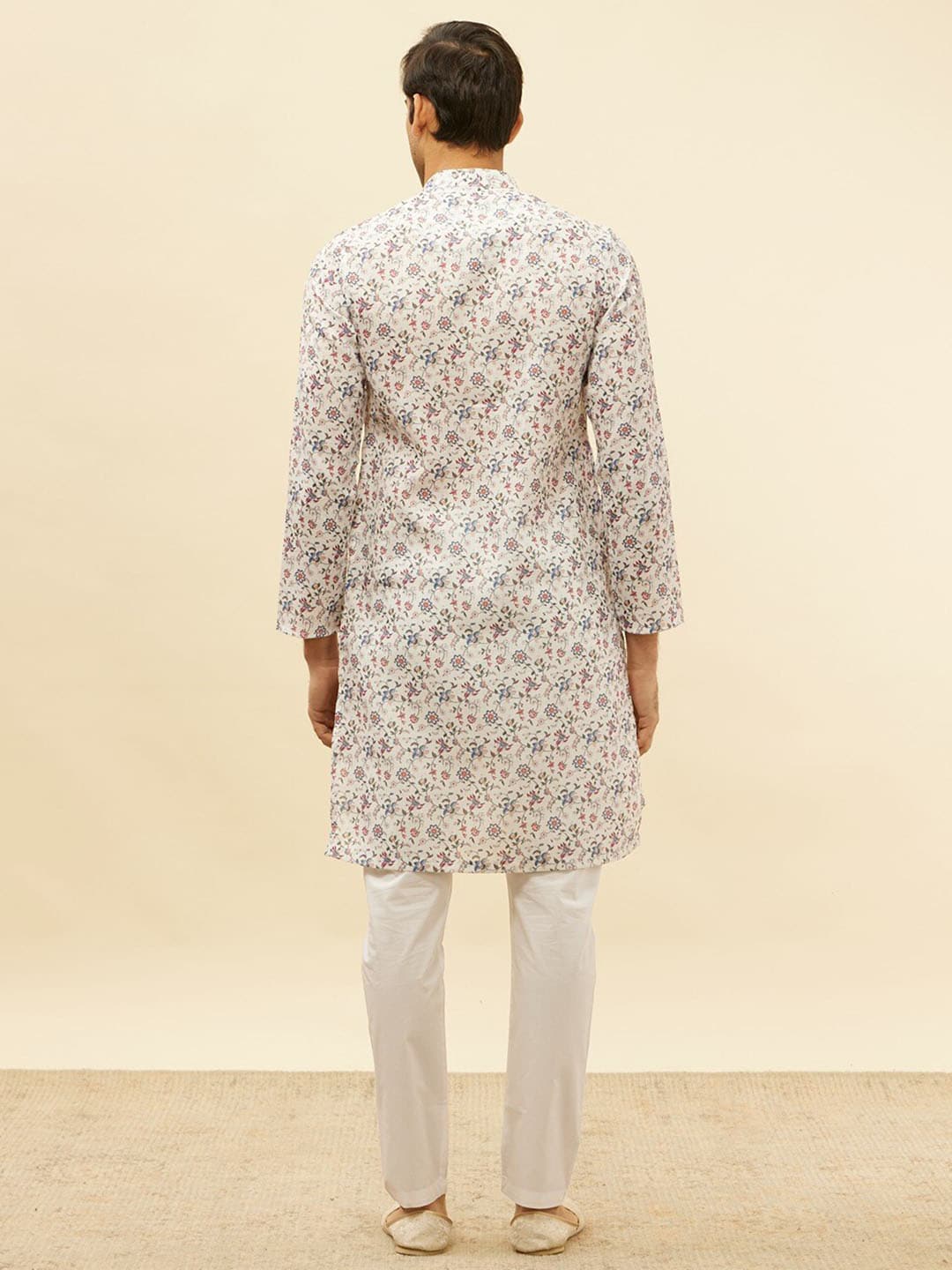 Manyavar Floral Printed Regular Kurta with Pyjamas - Distacart