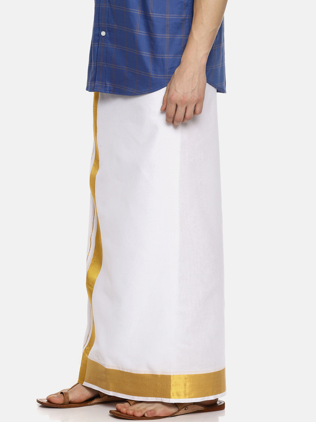 Sethukrishna White Solid Double Layer Readymade Dhoti For Men - Distacart