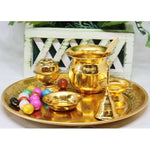 Thumbnail for Chahat Premium Living Brass Pooja Thali Set