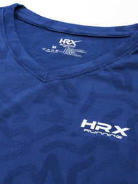 Thumbnail for HRX by Hrithik Roshan Men Brand Logo Printed V-Neck Rapid-Dry Sports T-shirt - Distacart