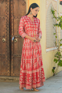 Thumbnail for Juniper Women's Peach Rayon Printed Flared Dress - Distacart