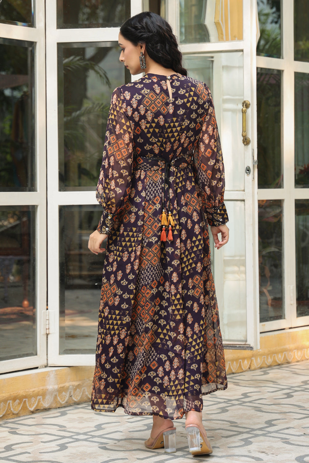 Juniper Women's Multi Chiffon Printed Flared Dress - Distacart