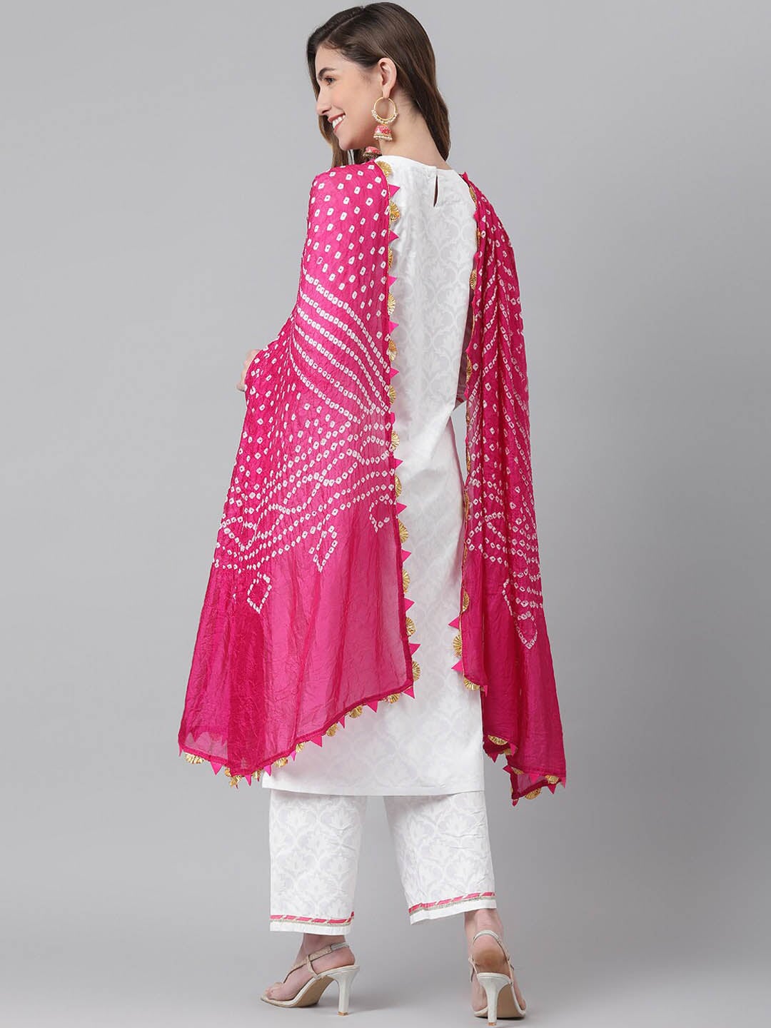 Khushal K Round Neck Floral Printed Kurta With Palazzos & Dupatta - Distacart