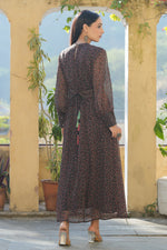 Thumbnail for Juniper Women's Black Chiffon Printed Flared Dress - Distacart