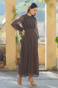 Thumbnail for Juniper Women's Black Chiffon Printed Flared Dress - Distacart