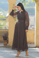 Thumbnail for Juniper Women's Black Chiffon Printed Flared Dress - Distacart