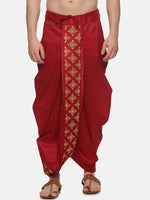Thumbnail for Sethukrishna Men Maroon Embroidered Dhotipants - Distacart