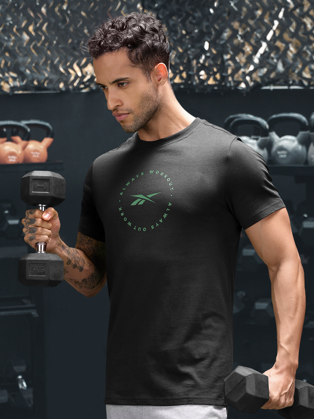 Reebok Men Prime Graphic Printed Pure Cotton T-Shirt - Distacart