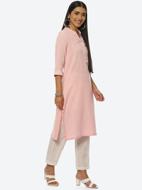 Thumbnail for Biba Women Plus Size Pure Cotton Striped Mandarin Collar Kurta - Distacart