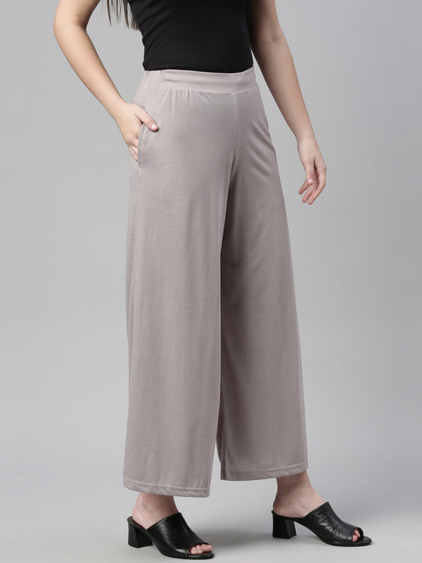 Souchii Women Grey Knitted Palazzos - Distacart