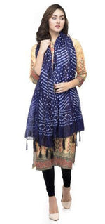 Thumbnail for A R Silk Women's Silk Jaipuri Print Navy Blue Regular Dupatta
