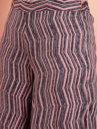 Thumbnail for InWeave Women's Mauve Bagh Print Spaghetti Kurta Zig Zag Palazzo Set - Distacart