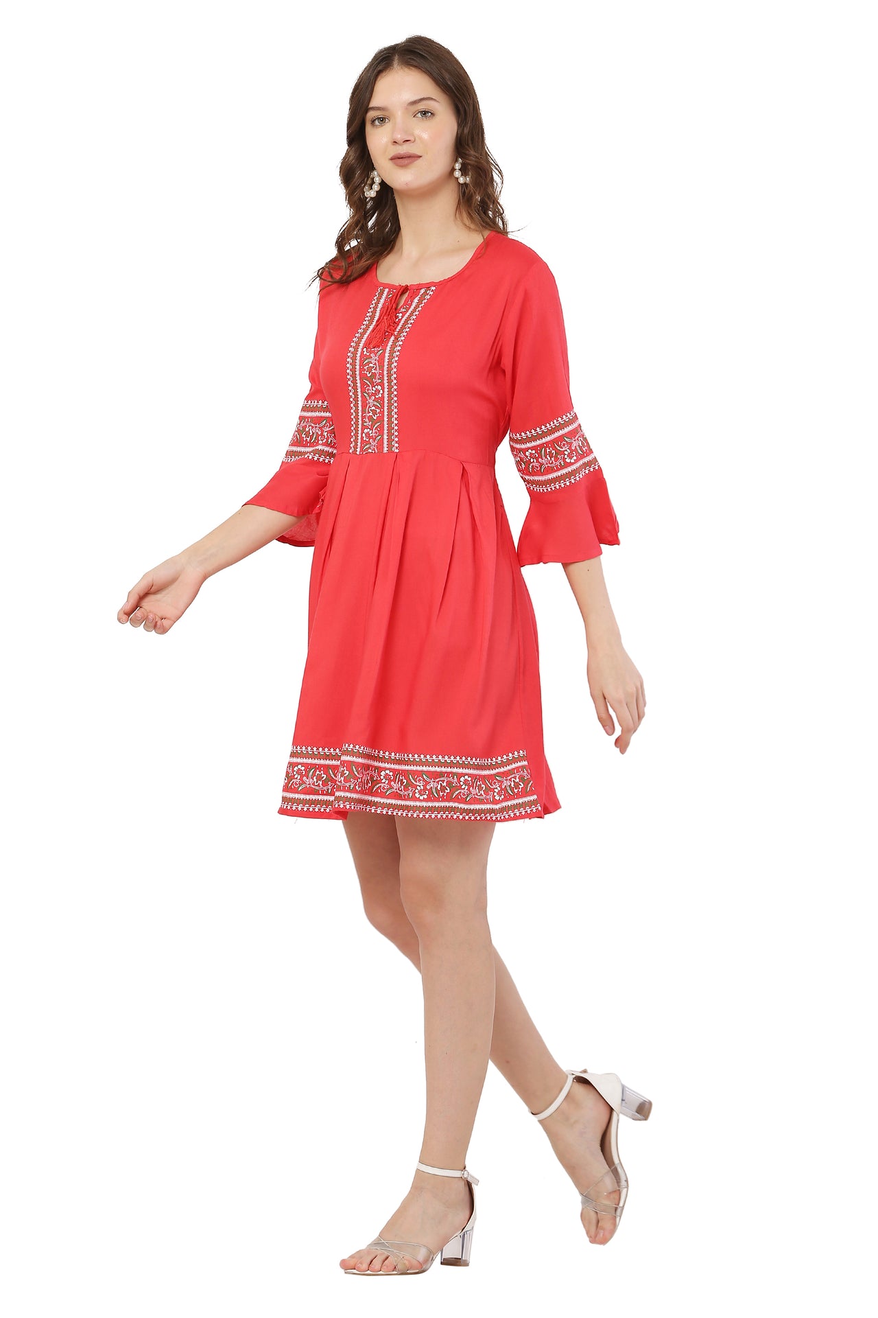 PAVONINE Gajri Color Rayon Fabric Printed Short Midi For Girls - Distacart