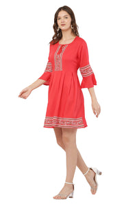 Thumbnail for PAVONINE Gajri Color Rayon Fabric Printed Short Midi For Girls - Distacart