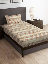Thumbnail for Story@home Brown & White Striped Microfiber 180 TC Bedsheet With Pillow Cover - Distacart