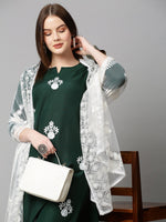 Thumbnail for Kalini Women Green Ethnic Motifs Embroidered Thread Work Kurta with Palazzo & Dupatta - Distacart