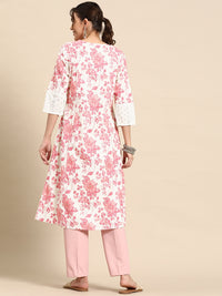 Thumbnail for Sangria Floral Printed Cotton Slub Kurta - Distacart