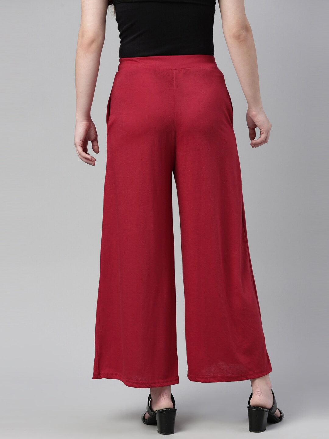 Souchii Maroon Knitted Cotton Ethnic Palazzos - Distacart