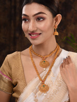 Thumbnail for Saraf RS Jewellery Gold Plated South Indian Imitation Bridal Temple Jewellery Set - Distacart