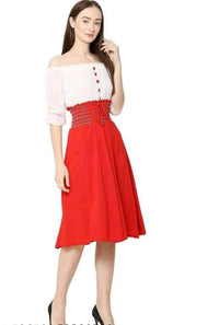 Thumbnail for PAVONINE Red Color Kansai Midi For Girls - Distacart