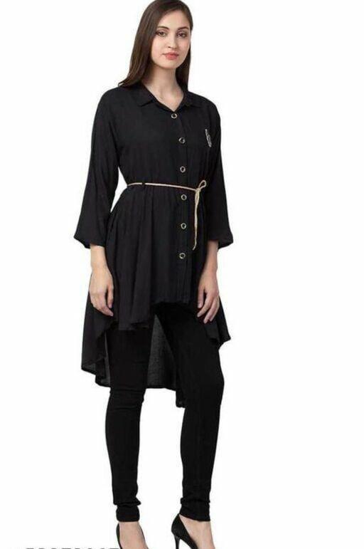 PAVONINE Black Color High-Low Midi For Girls - Distacart