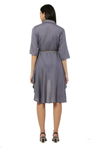 Thumbnail for PAVONINE Grey Color High-Low Midi For Girls - Distacart
