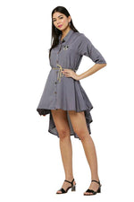 Thumbnail for PAVONINE Grey Color High-Low Midi For Girls - Distacart