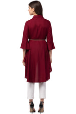 Thumbnail for PAVONINE Maroon Color High-Low Midi For Girls - Distacart