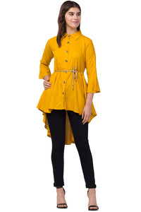 Thumbnail for PAVONINE Mustard Color High-Low Midi For Girls - Distacart