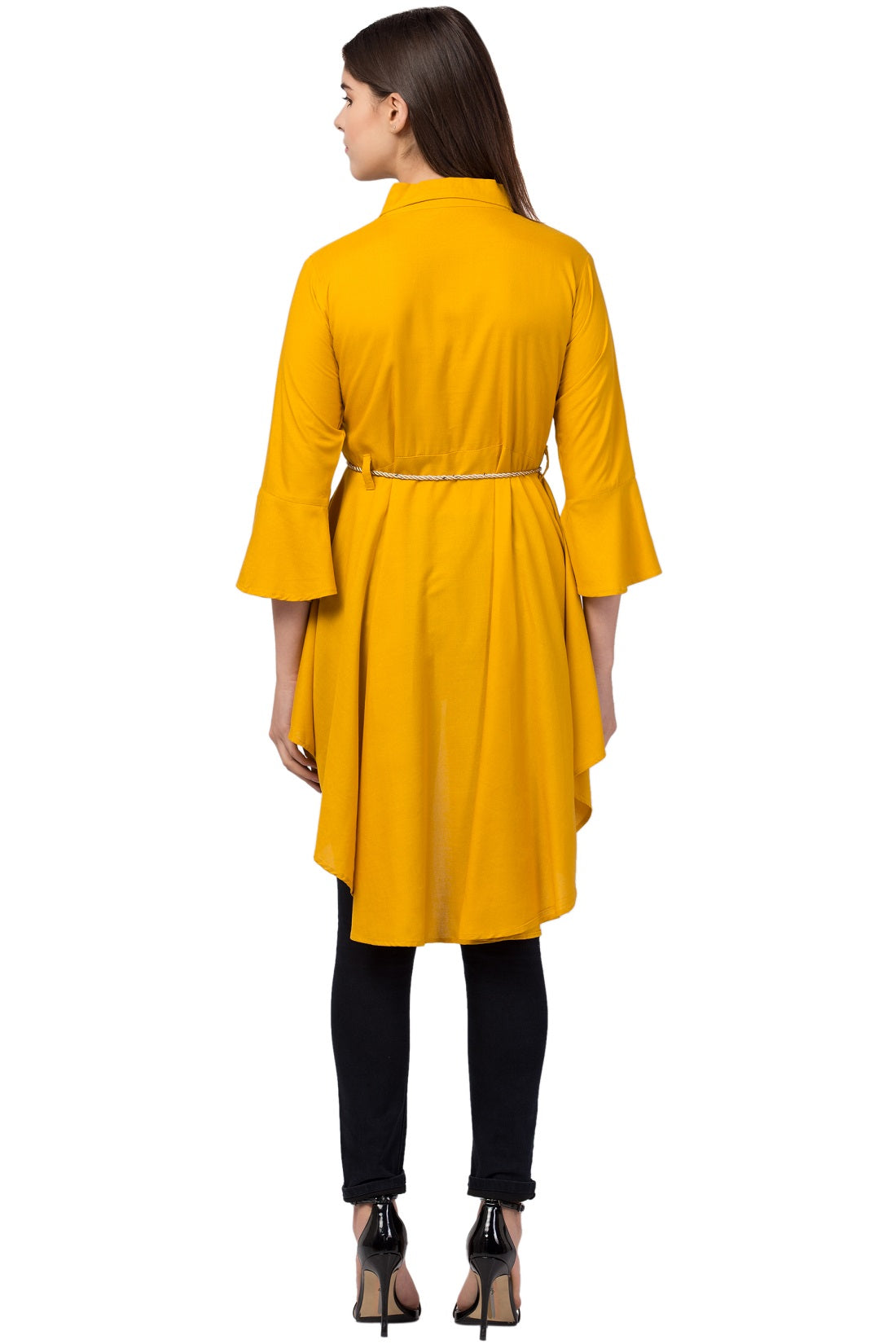 PAVONINE Mustard Color High-Low Midi For Girls - Distacart