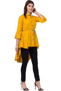 Thumbnail for PAVONINE Mustard Color High-Low Midi For Girls - Distacart