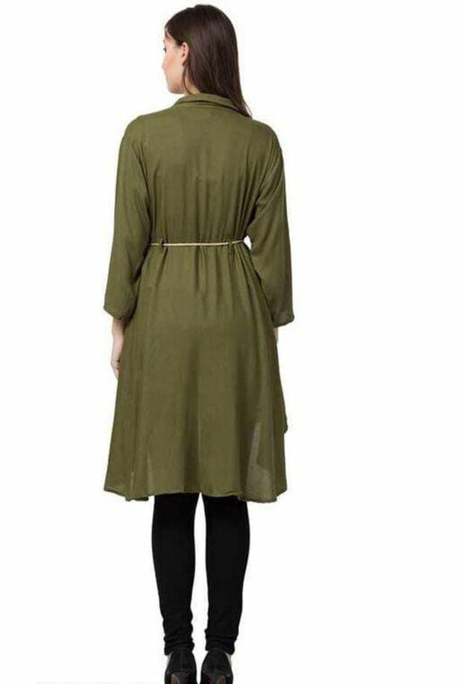 PAVONINE Mehandi Green Color High-Low Midi For Girls - Distacart