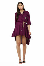 Thumbnail for PAVONINE Purple Color High-Low Midi For Girls - Distacart