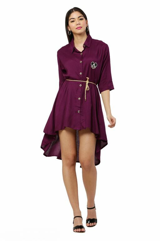 PAVONINE Purple Color High-Low Midi For Girls - Distacart