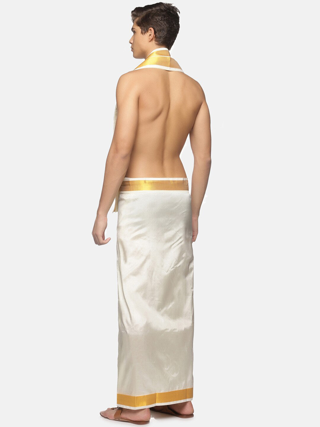 Sethukrishna Cream-Coloured Solid Dhoti For Men - Distacart