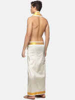 Thumbnail for Sethukrishna Cream-Coloured Solid Dhoti For Men - Distacart