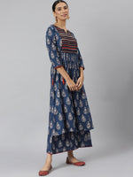 Thumbnail for Khushal K Women Blue Floral Printed Pure Cotton Kurta with Palazzos & With Dupatta - Distacart