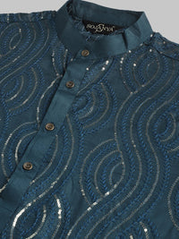 Thumbnail for Sojanya Ethnic Motifs Embroidered Sequinned Pure Cotton Kurta with Churidar - Distacart