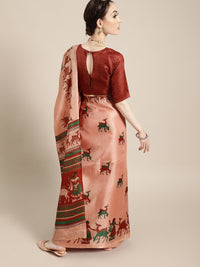Thumbnail for Saree Mall Saree Mall Trendy Peach and Maroon Art Silk Saree - Distacart