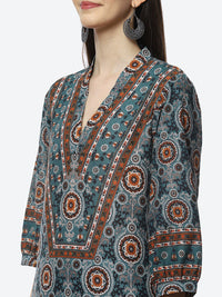 Thumbnail for Biba Women Green Ethnic Motifs Printed Kurta with Salwar - Distacart