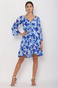 Thumbnail for PAVONINE Blue Color Flower Notch Midi For Girls - Distacart