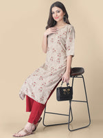 Thumbnail for Kalini Floral Printed Round Neck Kurta with Trousers - Distacart