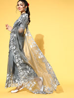 Thumbnail for Mitera Floral Saree With Embroidered Border - Distacart